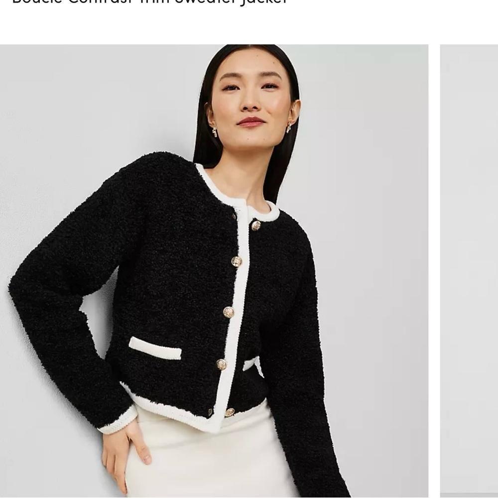 Ann Taylor NEW Boucle Contrast Trim Sweater Jacket size XXL